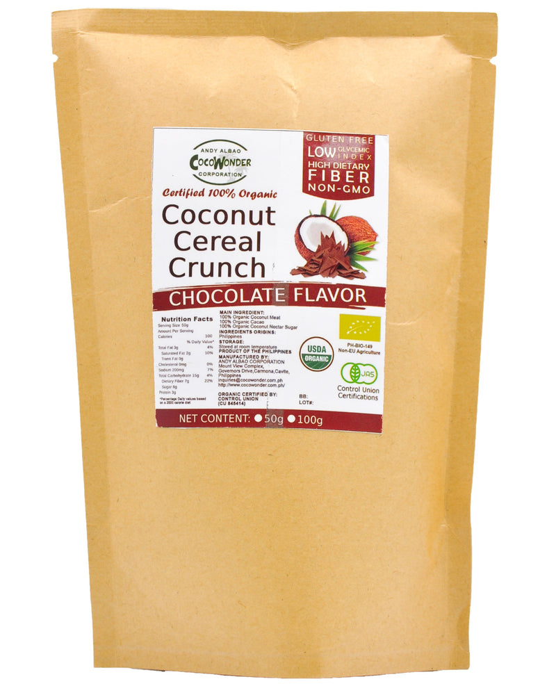CocoWonder Organic Coconut Cereal Crunch - Chocolate (50g) - Organics.ph