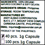CocoWonder Organic Coconut MCT Oil Encapsulated 1000mg (40 caps) - Organics.ph
