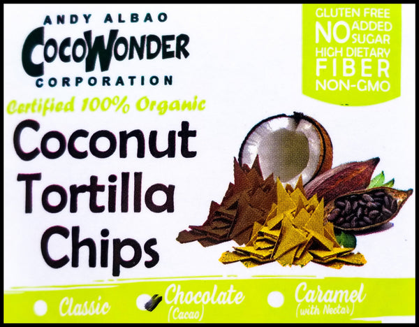 CocoWonder Organic Coconut Tortilla Chips - Chocolate (50g) - Organics.ph