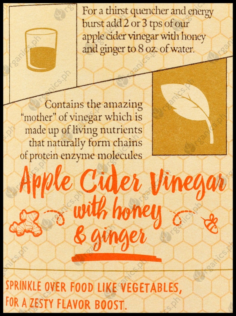 De Nigris Organic Apple Cider Vinegar - Honey & Ginger (500ml) - Organics.ph