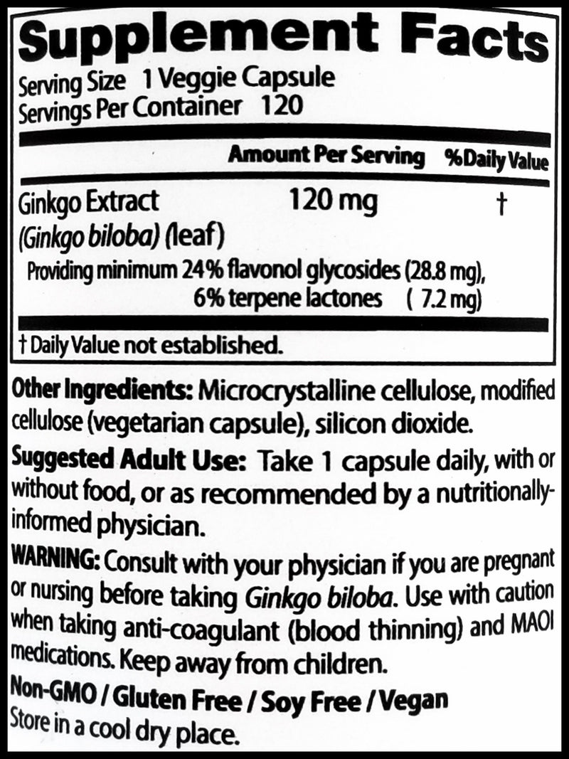 Doctor's Best Ginkgo Biloba 120mg (120 Caps) - Organics.ph