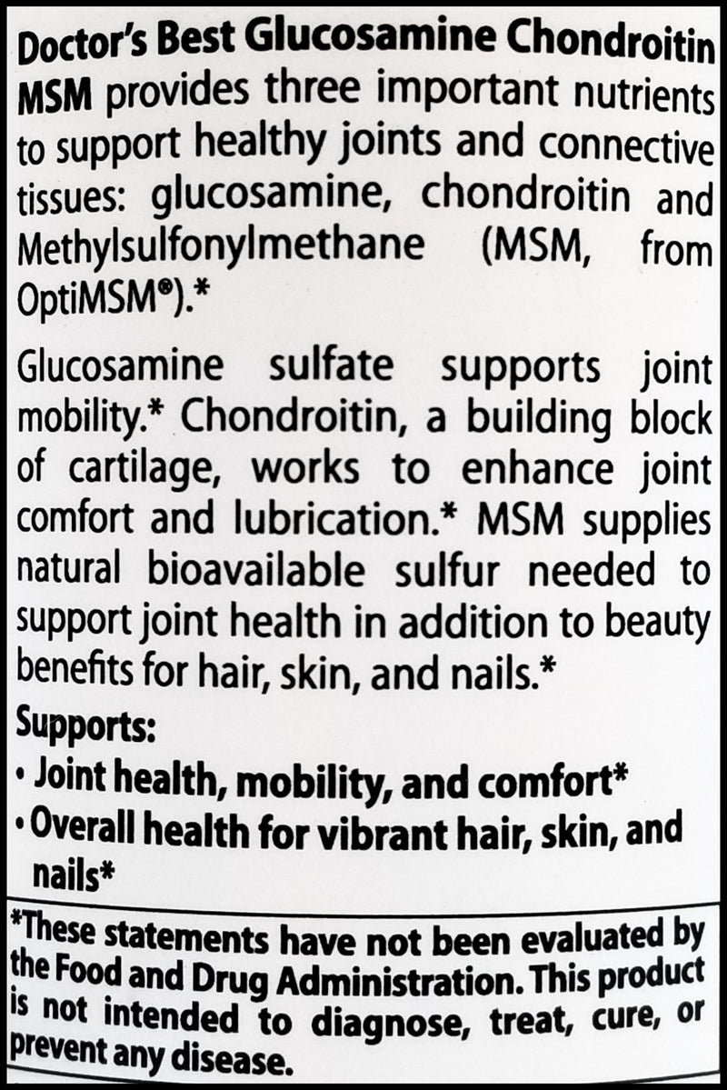 Doctor's Best Glucosamine Chondroitin MSM (240 caps) - Organics.ph