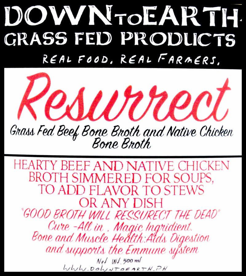 Down to Earth Resurrect Grass-Fed Beef & Native Chicken Bone Broth - 24 Hour (500ml) - Organics.ph
