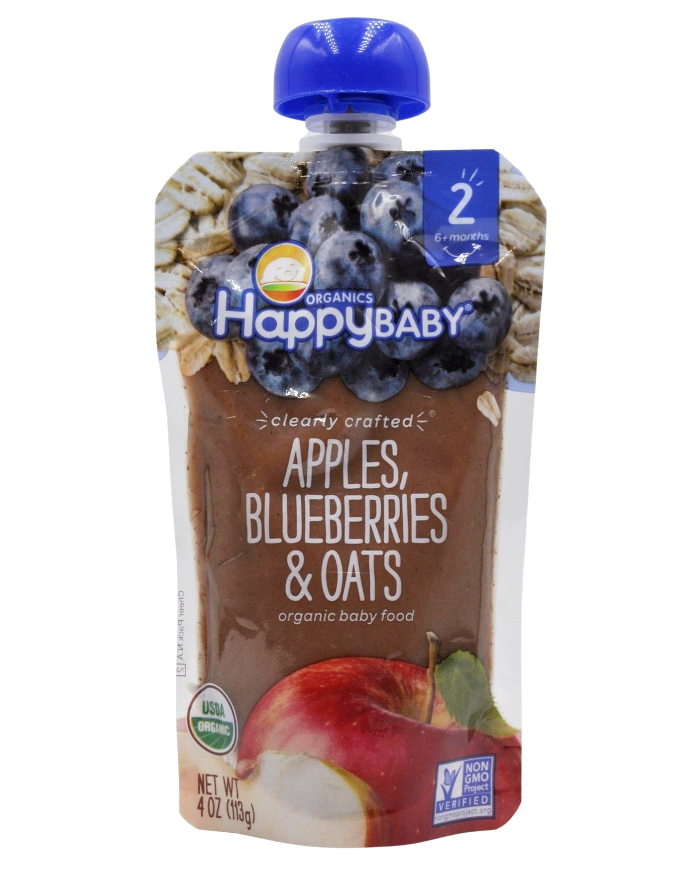 Happy Baby Organic Baby Food 6+ months Apples, Blueberries