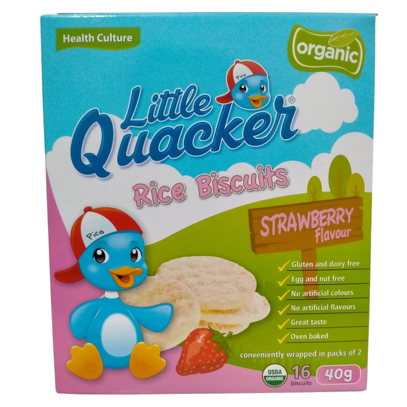 Health Culture Little Quacker Rice Biscuits - Strawberry Flavor (40g) - Organics.ph