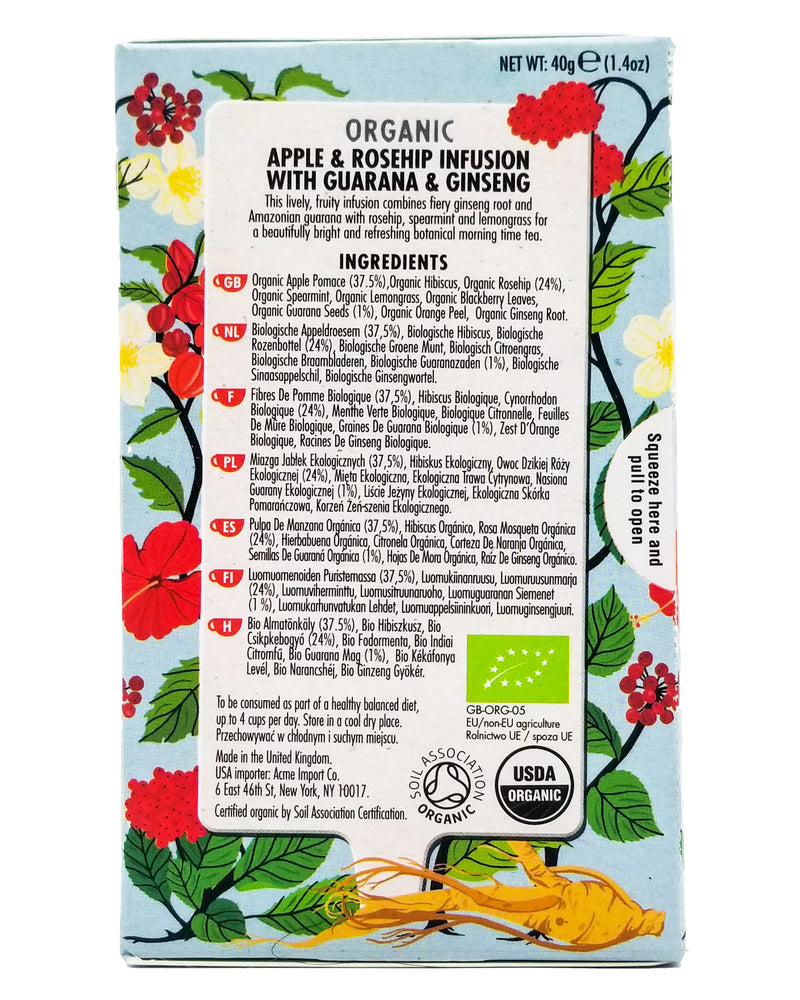 Heath and Heather Organic Tea - Bright & Fruity Morning Time - Rosehip, Guarana, Ginseng (20 bags) - Organics.ph