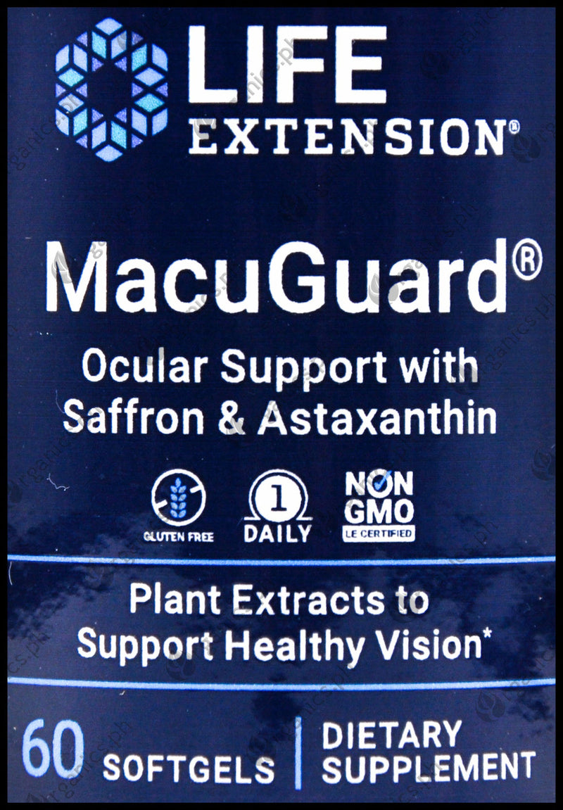 Life Extension MacuGuard Ocular Eye Support w/ Saffron & Astaxanthin (60 softgels) - Organics.ph