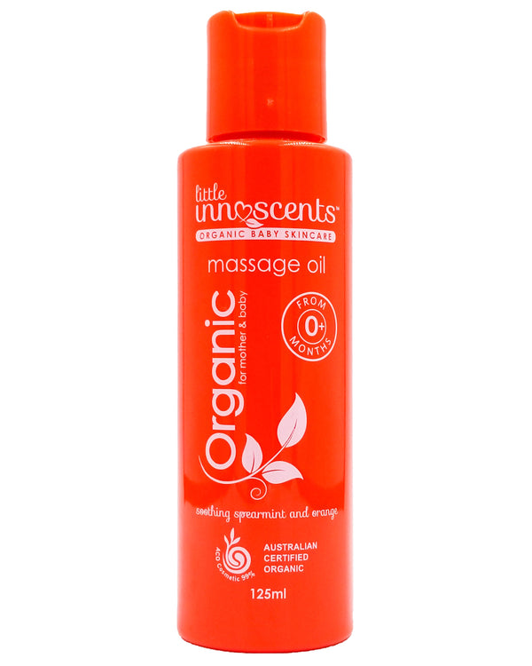 Little Innoscents Organic Baby Massage Oil - Soothing Spearmint & Orange (125ml) - Organics.ph