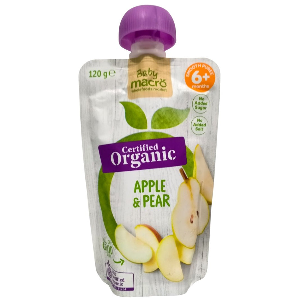 Macro Organic Baby Food 6+ Months Apple Pear (120g)