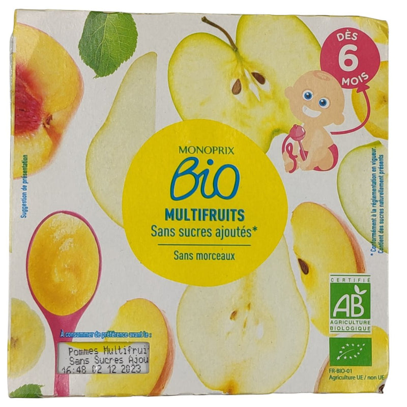 Monoprix Organic Baby Food 6+ months - Multifruits (4x100g) - Organics.ph