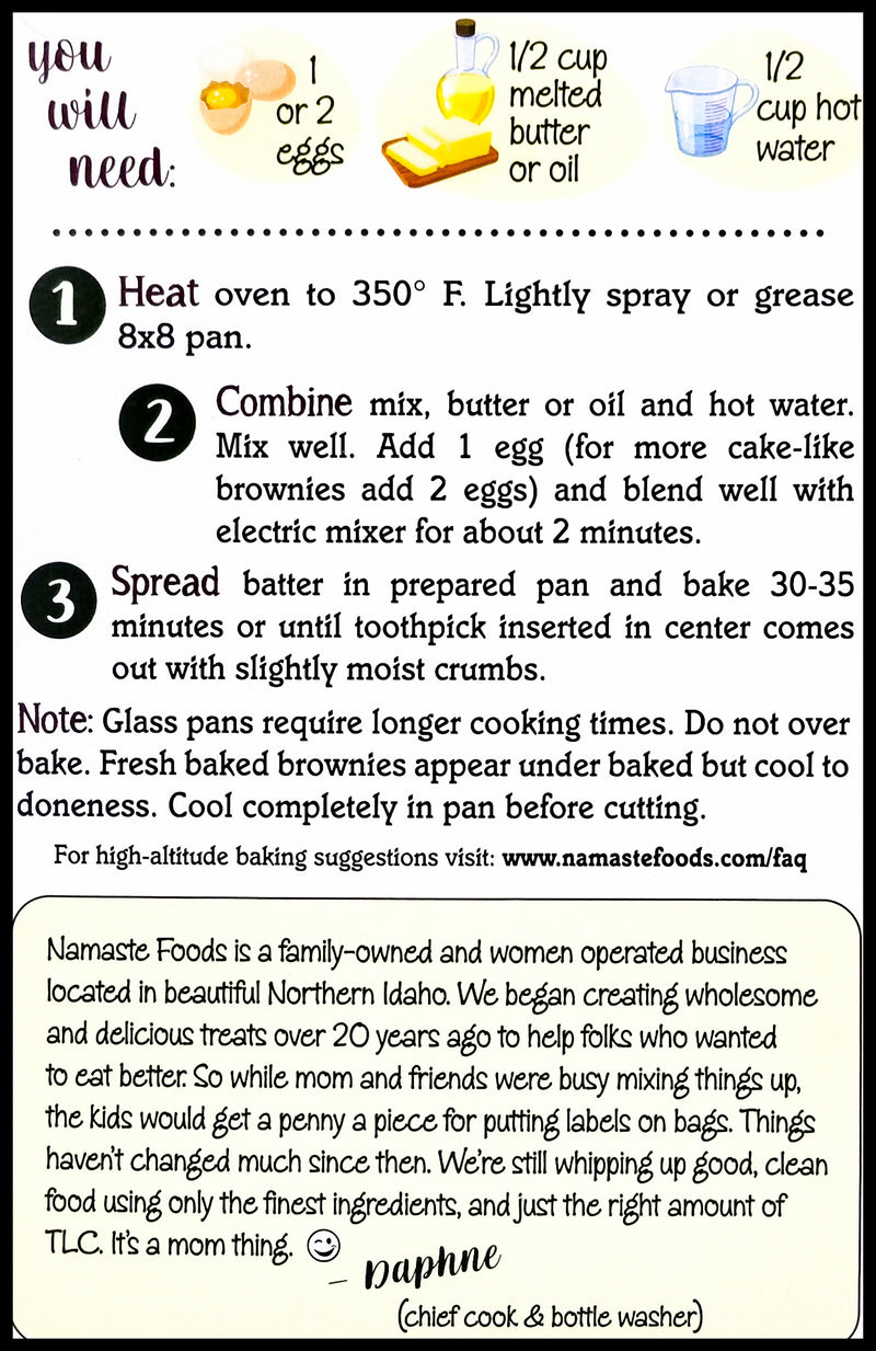 Namaste Organic Brownie Mix - Dark Chocolate (454g) - Organics.ph