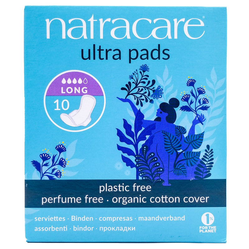 Natracare Organic Ultra Sanitary Pads with Wings - Long (10 pads) - Organics.ph