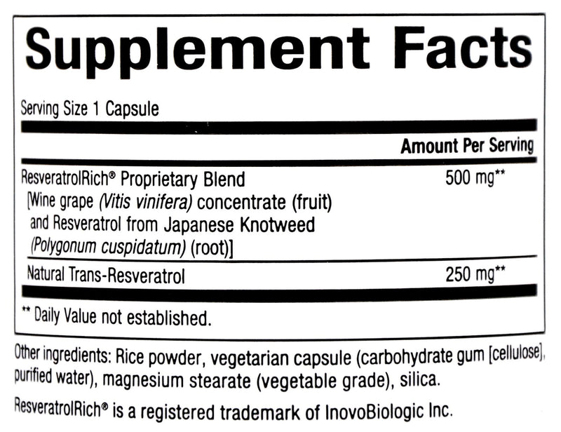 Natural Factors Resveratrol 250mg (60 capsules) - Organics.ph