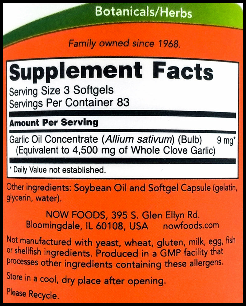 Now Garlic Oil 1500 mg (250 softgels) - Organics.ph