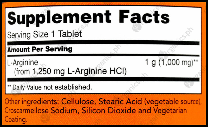 Now L-Arginine (1000mg) (120 tablets) - Organics.ph