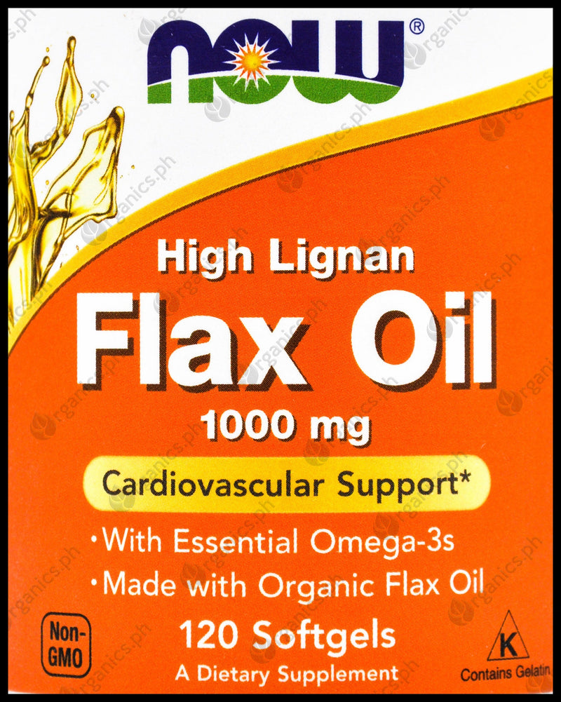 Now Organic Flax Oil - High Lignan 1000mg (120 softgels) - Organics.ph