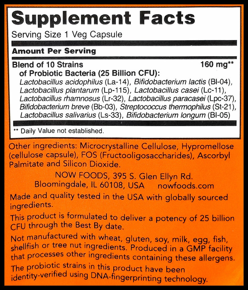 Now Probiotic-10 Strains 25 Billion CFU (100 caps) - Organics.ph