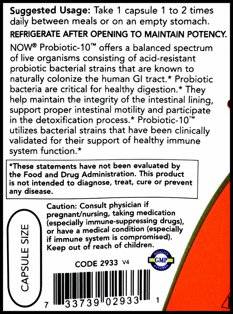 Now Probiotic-10 Strains 25 Billion CFU (100 caps) - Organics.ph