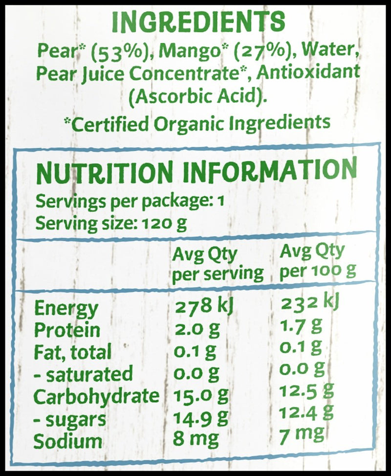 Only Organic Baby Food 4+ months - Pear & Mango (120g) - Organics.ph