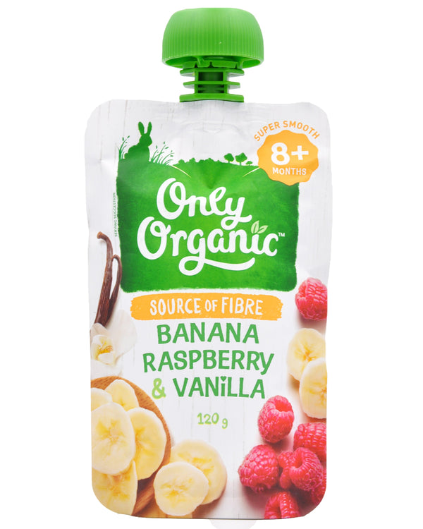 Only Organic Baby Food 8+ months - Banana Raspberry & Vanilla (120g) - Organics.ph