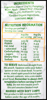 Only Organic Baby Food 8+ months - Carrot Red Lentils & Cheddar (120g) - Organics.ph