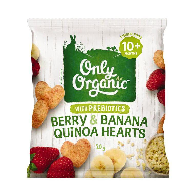 Only Organic Baby Snacks 10+ months - Berry & Banana Quinoa Hearts Puffs (20g) - Organics.ph