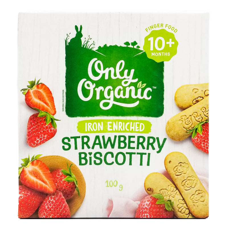 Only Organic Baby Snacks 10+ months - Strawberry Biscotti (100g) - Organics.ph