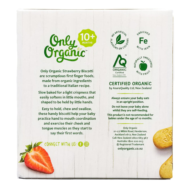 Only Organic Baby Snacks 10+ months - Strawberry Biscotti (100g) - Organics.ph