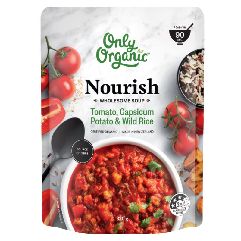 Only Organic Wholesome Soup - Tomato, Capsicum, Potato & Wild Rice - Nourish (320g) - Organics.ph