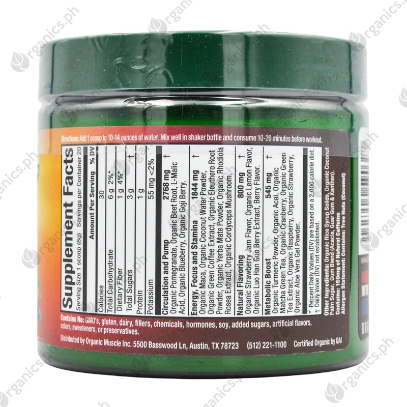 Organic Muscle Superfood Pre-Workout Powder - Lemon Berry (160g) - Organics.ph
