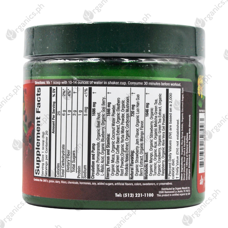 Organic Muscle Superfood Pre-Workout Powder - Strawberry Mango (160g) - Organics.ph