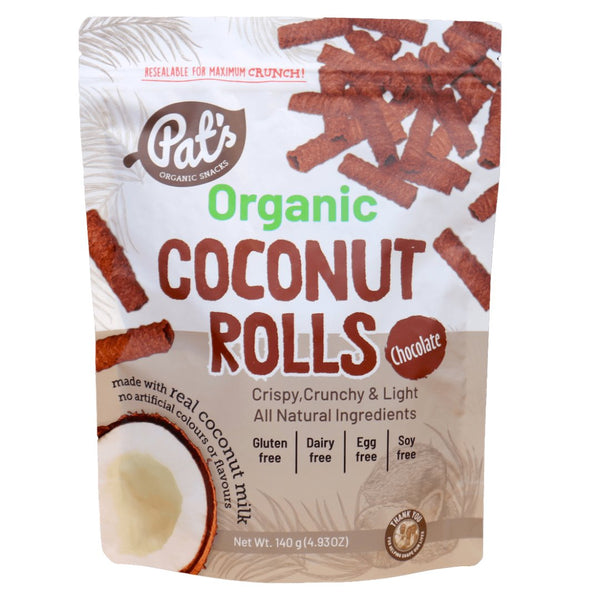 Pat's Organic Snacks Coconut Rolls - Chocolate (140g) - Organics.ph