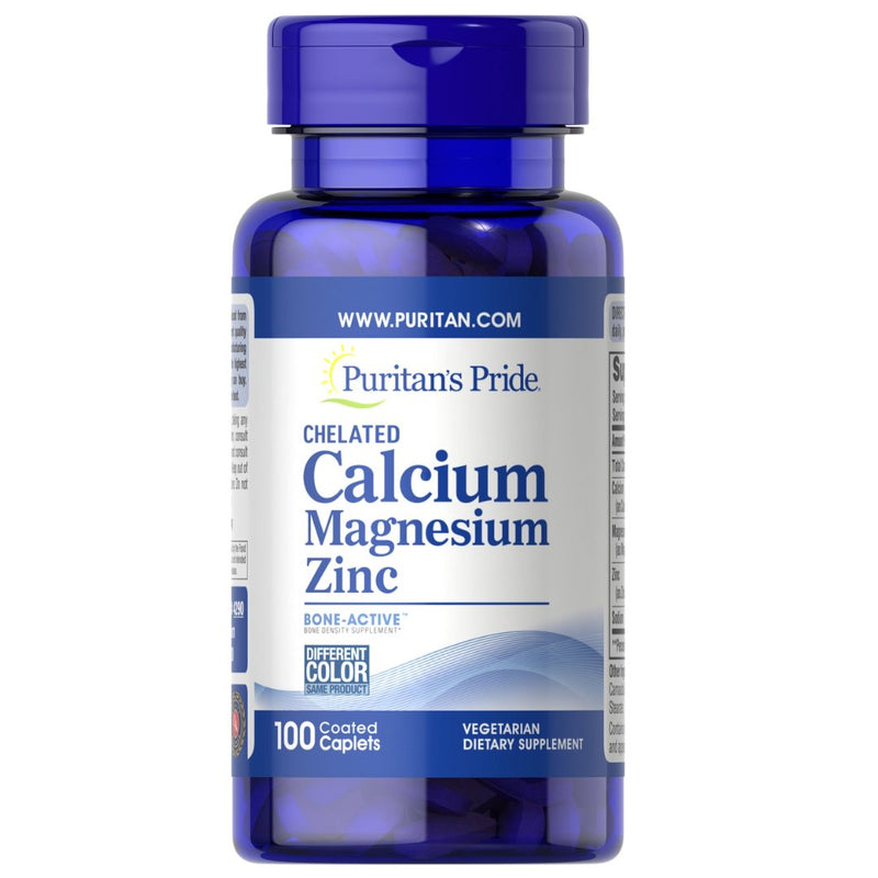 Puritan's Pride Chelated Calcium Magnesium Zinc (100 caplets) - Organics.ph