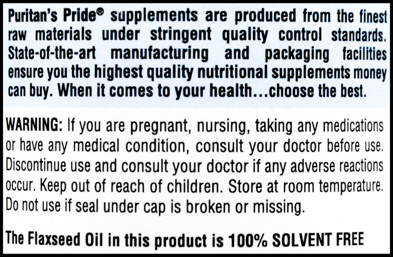 Puritan's Pride Flax Oil 1000mg (120 softgels) - Organics.ph