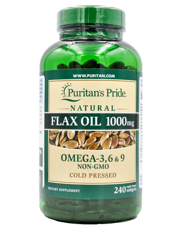 Puritan's Pride Flax Oil 1000mg (240 softgels) - Organics.ph