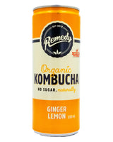 Remedy Organic Kombucha Ginger Lemon (250ml can) - Organics.ph