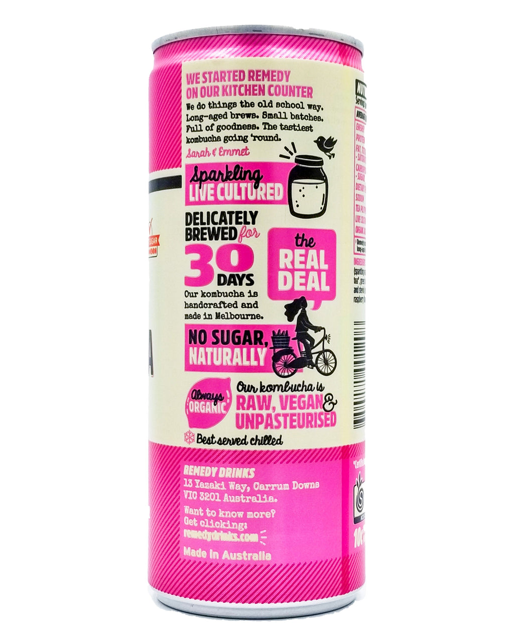 Remedy Organic Kombucha Raspberry Lemonade (250ml can) - Organics.ph
