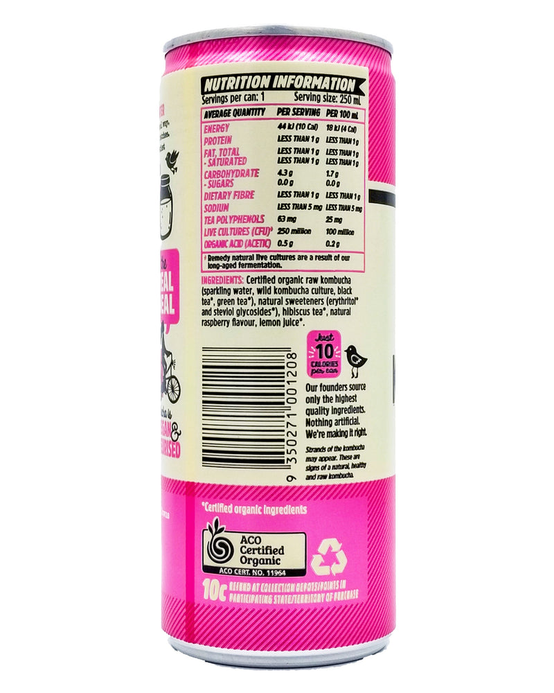 Remedy Organic Kombucha Raspberry Lemonade (250ml can) - Organics.ph