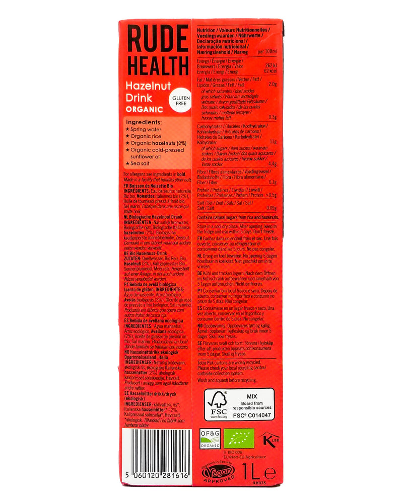 Rude Health Organic Hazelnut Milk (1L) - Organics.ph