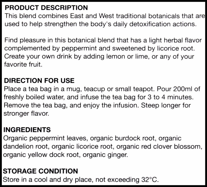 Sekaya Botanic Infusion Organic Gentle Detox Tea - Dandelion Root, Ginger Root (8 bags) - Organics.ph