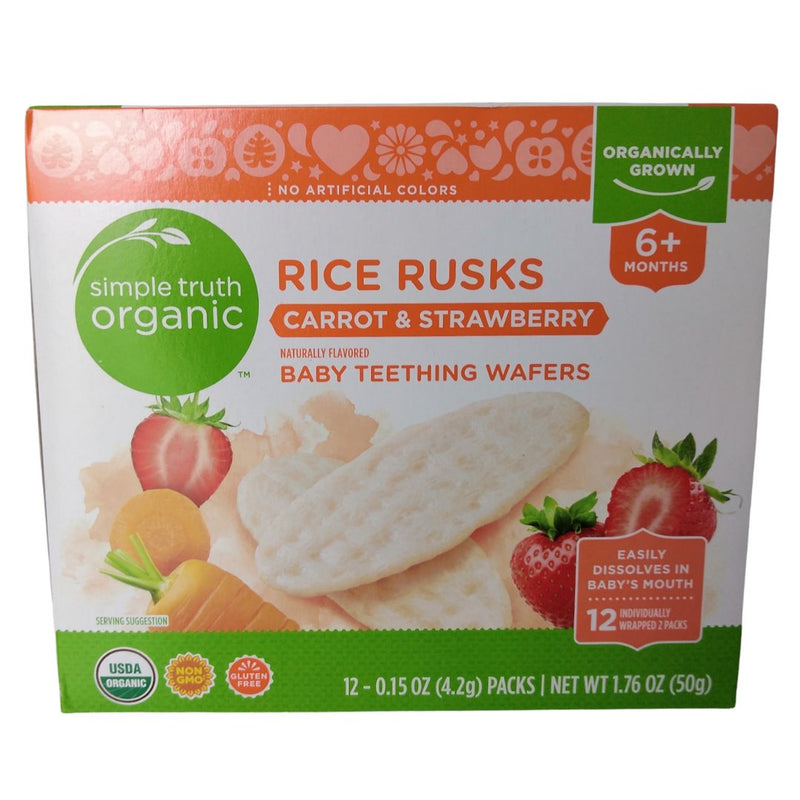Simple Truth Organic Baby Teething Wafers 6+ months - Carrot & Strawberry (50g) - Organics.ph