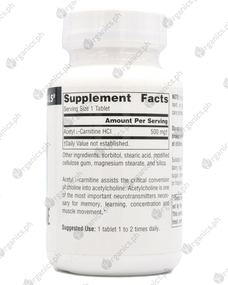 Source Naturals Acetyl L-Carnitine (500mg) (60 tablets) - Organics.ph Source Naturals Acetyl L-Carnitine (500mg) (60 tablets) - Organics.ph