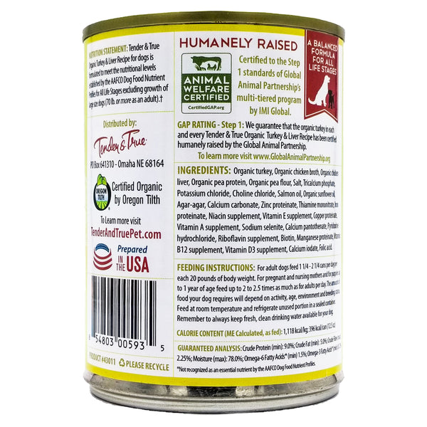Tender & True Organic Dog Food (Canned) - Turkey & Liver (354g) - Organics.ph