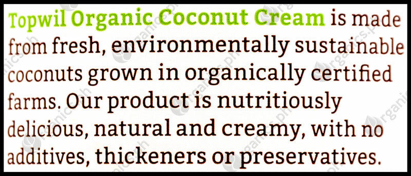Topwil Organic Coconut Cream (Canned) (400ml) - Organics.ph