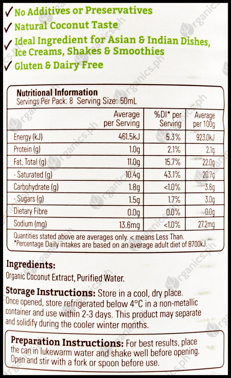 Topwil Organic Coconut Cream (Canned) (400ml) - Organics.ph
