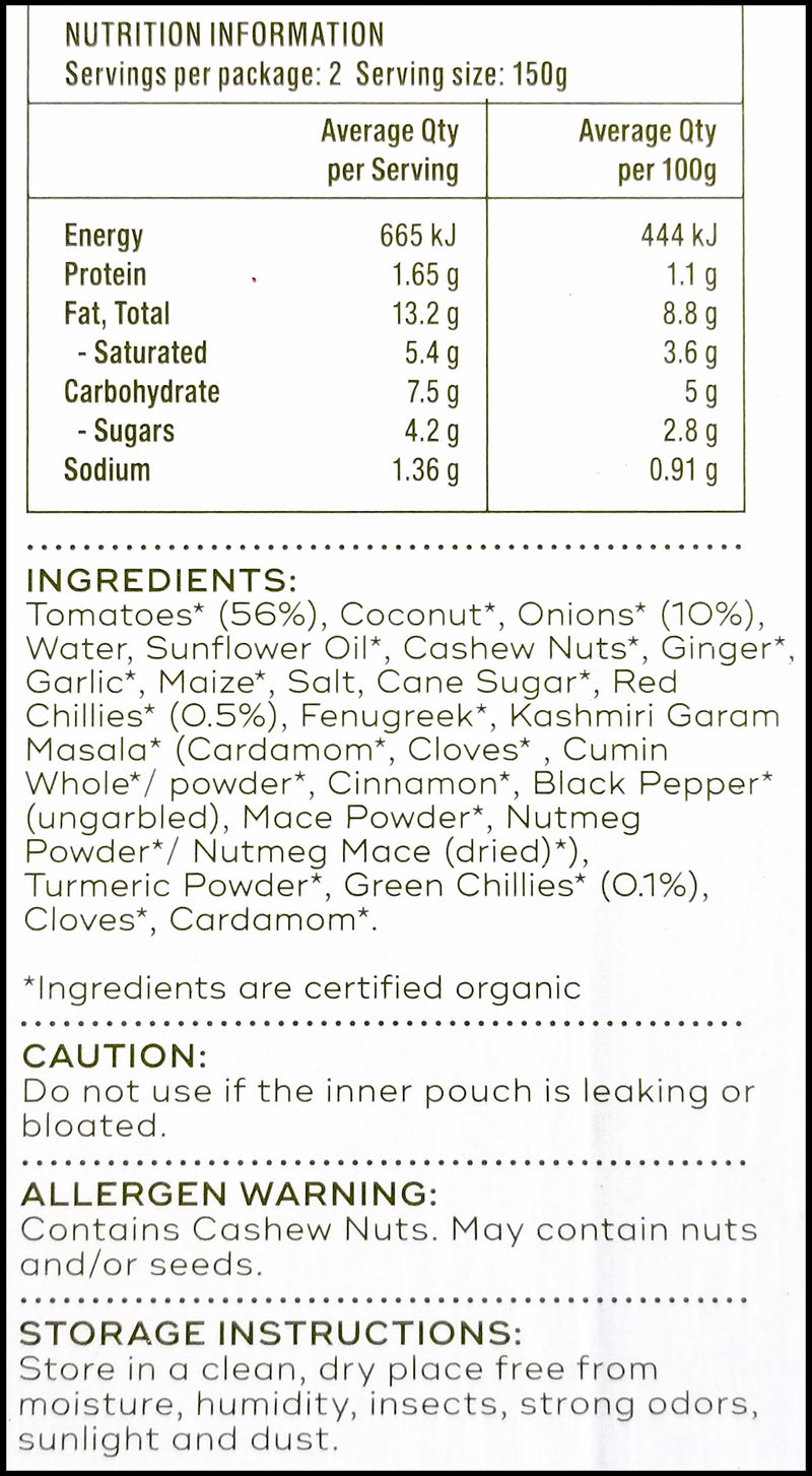 Waah Organic Simmer Sauce - Makhani Curry (300g) - Organics.ph