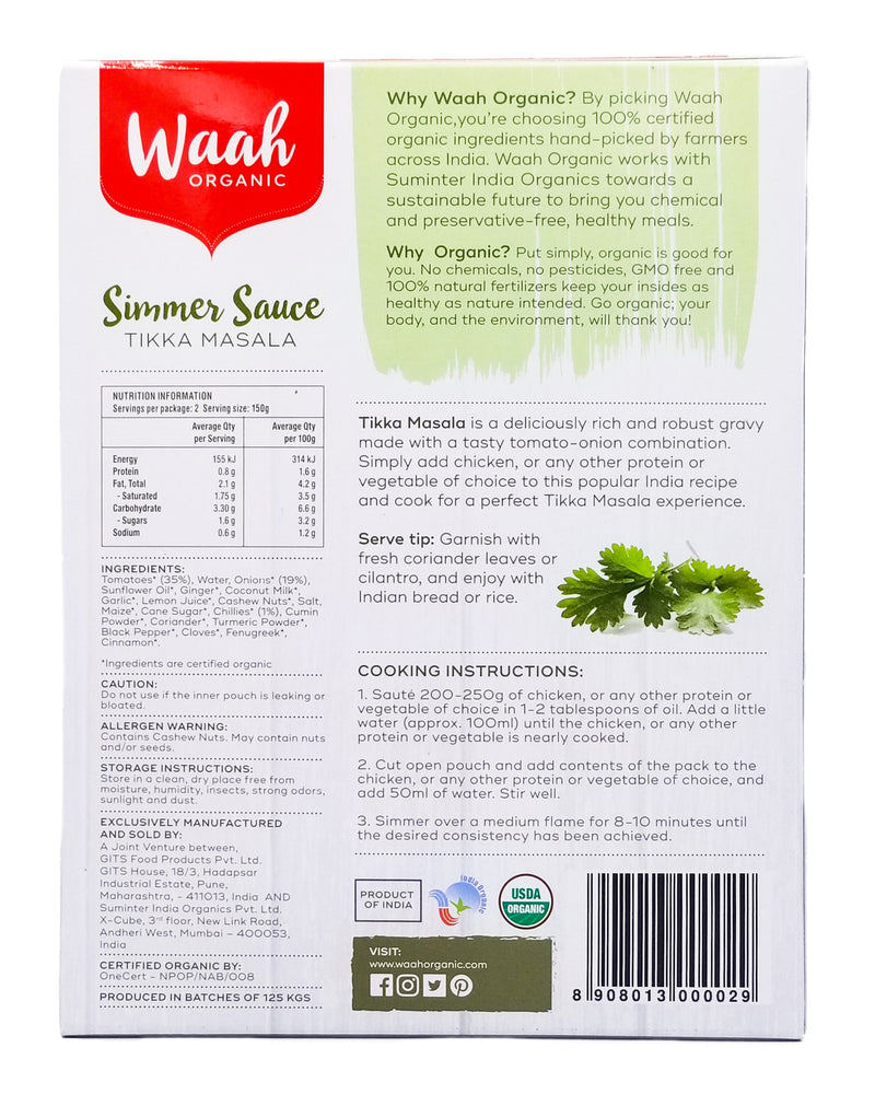 Waah Organic Simmer Sauce - Tikka Masala (300g) - Organics.ph