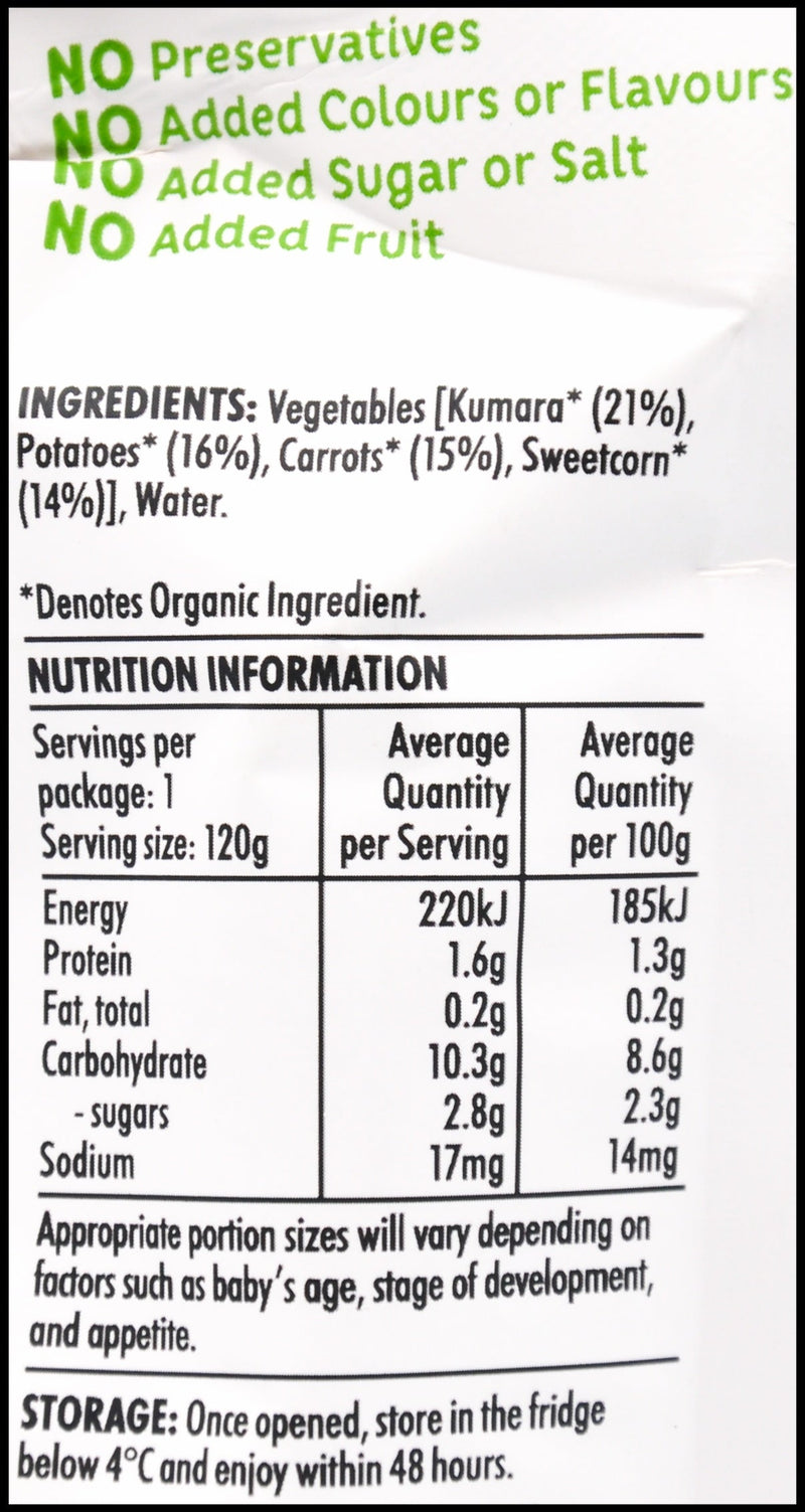 Wattie's Organic Baby Food 4-6+ months - Sweet Garden Vegetables (120g) - Organics.ph