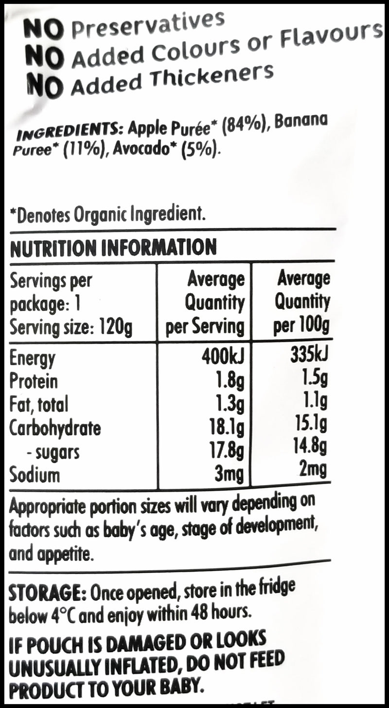 Wattie's Organic Baby Food 6+ months - Apple, Banana & Avocado (120g) - Organics.ph