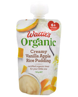 Wattie's Organic Baby Food 6+ months - Creamy Vanilla Apple Rice Pudding (120g) - Organics.ph